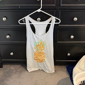 Gray Pineapple Graphic Tank Top